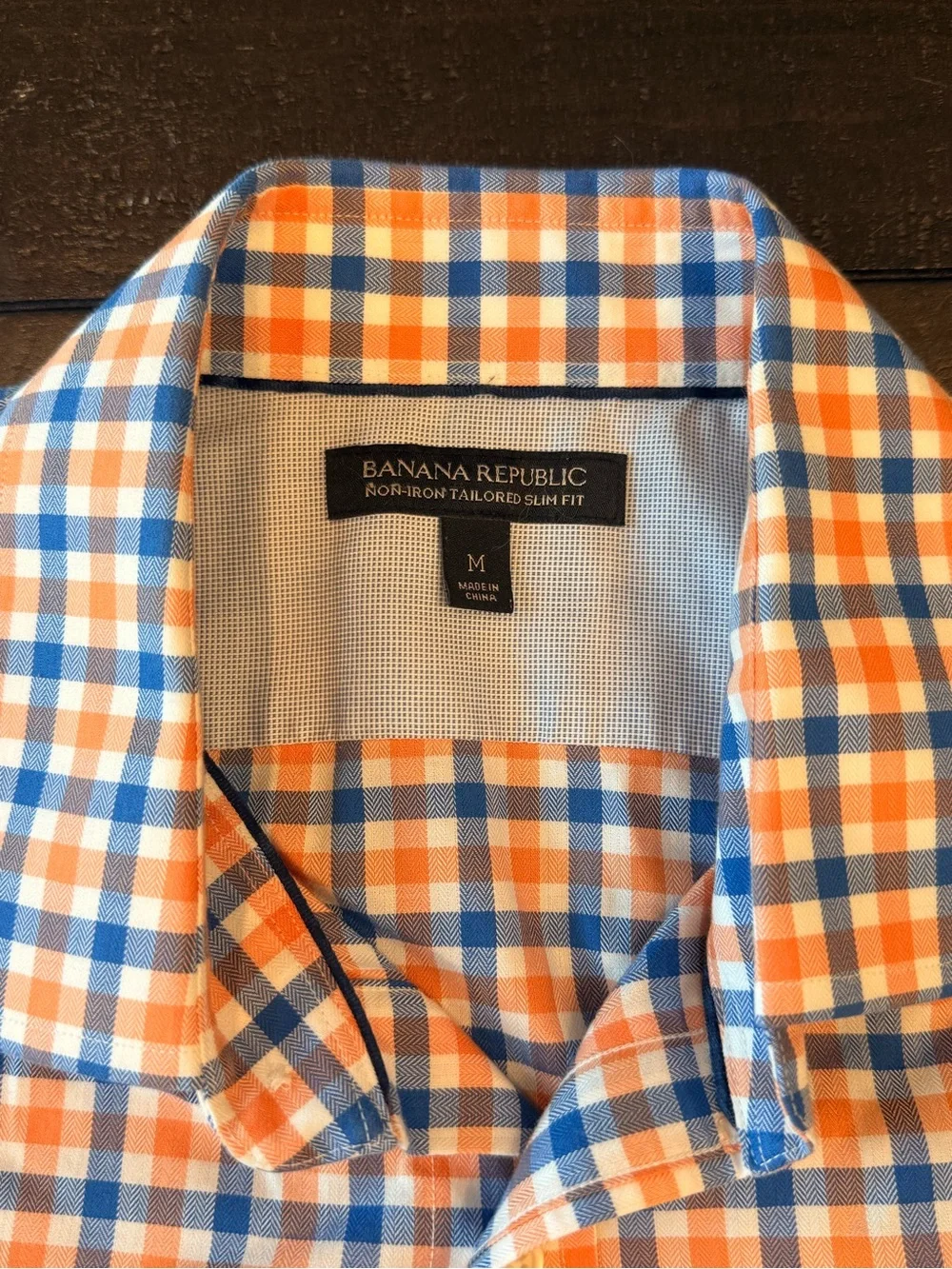 Banana Republic Orange and Blue Checked Dress Shirt